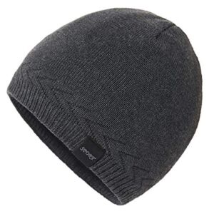 OMECHY Mens Winter Warm Knitting Hats Plain Skull Beanie Cuff Toboggan Knit Cap