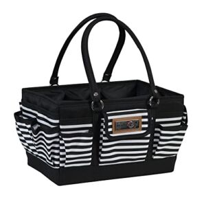 Everything Mary Deluxe Store and Tote, Black & White Stripe – Caddy for Art, Craft, Sewing & Scrapbooking Supplies – Craft Organizers and Storage with Many Compartments