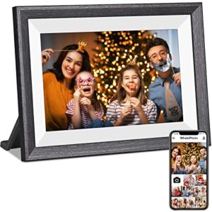 Digital Picture Frame 10.1 Inch HD IPS Touch Screen Auto-Rotate Digital Photo Frame with Wooden Frame and 2.4GHz WiFi,Share Photos and Videos via Whale Photo App, Eay Using for Men and Women