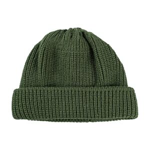 Croogo Unisex Cuffed Plain Skull Knit Hat Cap Soft Fisherman Watch Cap Slouchy Warm Cable Hat Winter Hat,Green-L-KH45