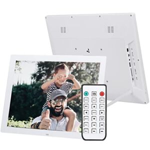 Ciglow 15″ Hd Digital Photo Frame,1280 * 800 Electronic Photo Frame Digital Picture Frame with Music and Video Player, Alarm Clock, Calendar, Etc. Built-in Speaker for Home Office Market Etc(White)