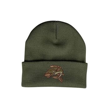 Bang Tidy Clothing Carp Fishing Gifts for Men – Beanie Hat Knit Cap Fisherman Gift with Embroidered Fish – Olive | The Storepaperoomates Retail Market - Fast Affordable Shopping