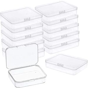 12 Pcs Mini Plastic Storage Containers Box with Lid, 4.5×3.4 Inches Clear Rectangle Box for Collecting Small Items, Beads, Game Pieces, Business Cards, Crafts Accessories