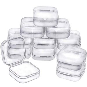 12 Pcs Small Clear Plastic Beads Storage Containers Box with Hinged Lid Bead Organizers and Storage Small Plastic Boxes Organizer Box for Small Items Crafts Jewelry Earplugs (1.37 x 1.37 x 0.7 Inches)