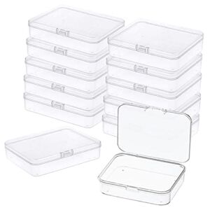 12Pcs Mini Plastic Storage Containers Box with Lid, 3.5×2.4 Inches Clear Rectangle Box for Collecting Small Items, Beads, Game Pieces, Business Cards, Crafts Accessories