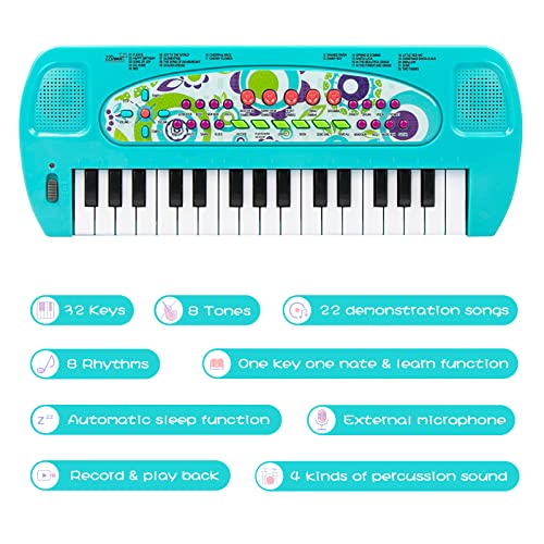 Raimy Kids Piano Keyboard, 32 Keys Portable Piano Early Learning Educational Electronic Music Keyboard Instrument Toys for 3 4 5 6 Year Old Boys and Girls (Blue) | The Storepaperoomates Retail Market - Fast Affordable Shopping