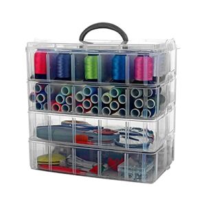 Bins & Things Stackable Storage Container with Clear, 40 Compartments Large – Craft Storage / Craft Organizers and Storage – Bead Organizer Box / Art Supply Organizer – Ribbon Organizer and Sewing Box
