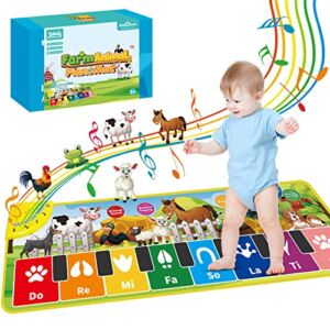 KidEwan Piano Mat for Kids and Toddlers, Electronic Dance Keyboard with 24 Music Sounds Animal Touch Playmat Christmas Birthday Toy Gift for Boys Girls Ages 3+ (39.4″ x 14.2″)
