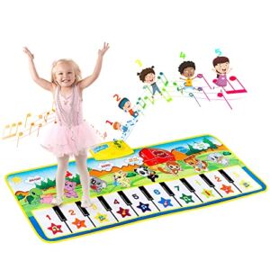 EXTSUD Piano Mat, Musical Keyboard Playmat Electronic Music Play Blanket Dance Mat Early Educational Toys for Boys Girls Birthday Xmas Gifts for Kids