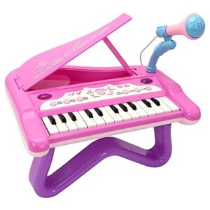 JOYIN Little Girl Mini Piano with 24 Keyboard, Multifunctional Musical with Built-in Microphone and Music Modes, Instrument Toys, Kids Toys for Toddler Birthday Christmas Party Gift Classroom Prize