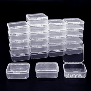 Jyongmer 36 Pieces Mini Clear Plastic Storage Containers Box with Hinged Lids, 2.12 x 2.12 x 0.79 Inches Empty Hinged Boxes for Beads, Small Items, Crafts, Jewelry, Hardware, Flossers, Fishing