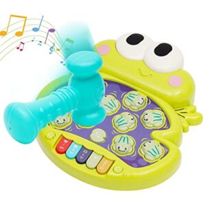 enlitoys Hammer Frog Toys with Piano Music Simulate Animal Calls Interactive Pounding Toy for Early Developmental Learning Ideal Stem Toy with Music Lights for Toddlers