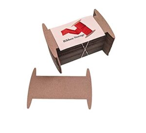 Ribbon Storage Ribbon Spools (50 spools) – Craft Organizer-Wrapping Paper Storage-Bin-Storage Cabinet Organization-Twine Storage Wrapping Lace Storage (Medium Long), Brown