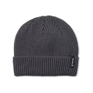 Hurley Men’s Cuffed Beanie – Loose Knit Winter Hat, Size One Size, Dark Grey