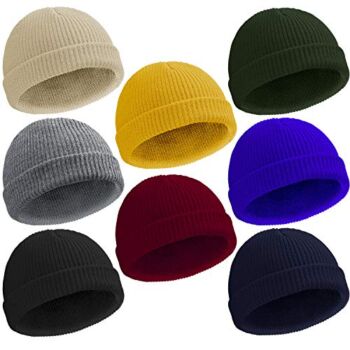 Geyoga 8 Pieces Trawler Beanie Hat Unisex Winter Warm Hat Fisherman Roll-up Edge Skull Cap Colorful Elastic Short Knit Beanie Cap, 8 Colors | The Storepaperoomates Retail Market - Fast Affordable Shopping
