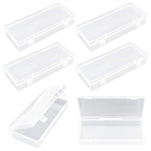 Thintinick 6 Pack Rectangular Clear Plastic Storage Containers Box with Hinged Lid for Beads and Other Small Craft Items (6.1 x 2.56 x 1.18 inch)