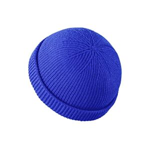 Croogo Brimless Hats Sailor Fisherman Vintage Leon Hat No Visor Skull Caps Soft Warm Beanie Cap for Men&Women,Royal Blue-CT47