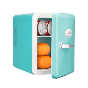 HCALORY 6L Mini Fridge, 12V Portable Cooler & Warmer for Food Fruit Drinks Skincare Beauty & Makeup, Blue
