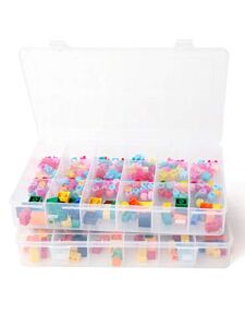 UHOUSE 2 PCS 18 Grids Clear Plastic Organizer Container Storage Box with Fixed Dividers for Nuts and Bolts, Tools Storage Organizer Box Case for Craft Tackles Hardware