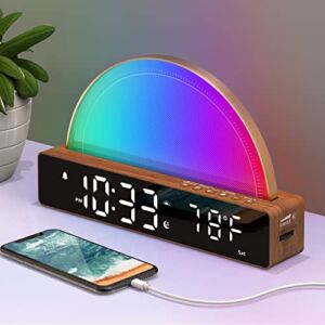 Sunrise Alarm Clock, Wake Up Light with Sunrise Simulation, Touch Control Bedside Lamp Dimmable Multicolor, Snooze, Sleep Aid, 10 Natural Sounds, LED Digital Alarm Clock for Heavy Sleepers Adults Kids