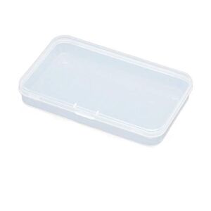 AKOAK Clear Polypropylene Rectangle Mini Storage Containers Box with Hinged Lid for Card,Accessories,Crafts,Learning Supplies,Screws,Drills,Battery,4.8″ x 2.9″ x 0.67″,Pack of 4