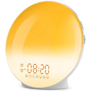 Sunrise Alarm Clock, Wake Up Light with Sunrise/Sunset Simulation, Dual Alarms with FM Radio, 7 Nature Sounds & Snooze, 7 Colors Night Light, Bedroom Digital Alarm Clock for Heavy Sleepers Adults Kids