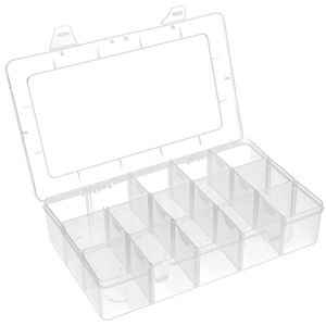 BTremary 15 Grids Clear Plastic Storage Box with Compartment, Craft Organizers and Storage, Transparent Jewelry Storage Box, Small Parts Organizer for Sewing Bead Washi Tape Thread.
