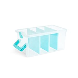 Bins & Things Storage Container with Organizers – 4 Deep Compartments 8x6x14 (inches) – Blue – Craft Storage / Craft Organizers and Storage – Bead Organizer Box/Art Supply Organizer – Art Supply Storage Organizer
