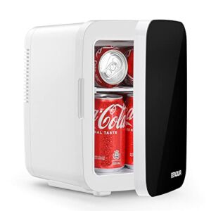 EENOUR Mini Fridge, 4 Liter/6 Can Portable Cooler & Warmer 12V for Bedroom, Office, Car & Dorm, AC/DC Refrigerator for Skincare, Drinks, Food, Eco & Quiet, Faster Cooling, Black