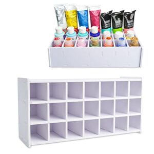 Sanfurney Paint Storage Tray, 21 Compartment Arts and Crafts Supply Storage Paint Organization for Craft Paints, Oil Tubes and Watercolor Paints