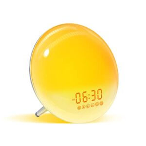 ALANAS Sunrise Alarm Clock, Wake Up Light with Dual Alarms , Sunrise and Sunset Simulation Clocks for Kids Bedroom, FM Radio, 7 Color Nightlight, Snooze, Nature Sound Sleep Timer, USB Charging Port.