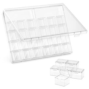 30 Packs Plastic Stackable Organizer Container with Lids, Mini Containers for Beads, Glitter, Slime, Paint or Seed Storage – White