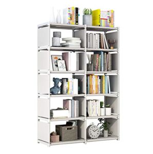 Cube Storage, 5 Tier 10 Cubes Organizer Shelves, Bookcase Shelve for Living Room, Study Room, Bedroom and Office (Gray)