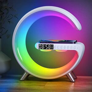 ADONG Sound Machine Smart Light Sunrise Alarm Clock Wake Up Light Alarm Clocks for Bedrooms Dimmable Table Lamp with Fast Wireless Charger Alarm Clock for Heavy Sleepers Adults for Bedroom,Dorm,Gift