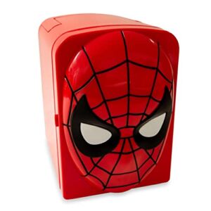 Marvel Comics Spider-Man 4-Liter Mini Fridge Thermoelectric Cooler, Holds 6 Cans | Small Refrigerator Drink Cooler for Soda, Beer, Skincare