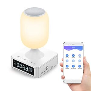 LED Table Lamp,Music Bedside Lamp with 2 USB Ports ,Smart Alarm Clock sound machine, Touch Control Nightstand Reading Light ,APP Control Easy Setting Light with Dimmable Display for bedroom livingroom