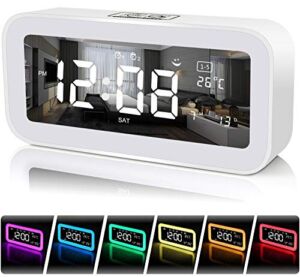 Digital Clock-Sunrise Alarm Clocks for Bedroom with USB Ports – Wake Up Light Alarm Clock ,Snooze ,Dimmer 7 Colors, Night Light ,Dual Alarm Clocks for Heavy Sleepers, Kids (White)