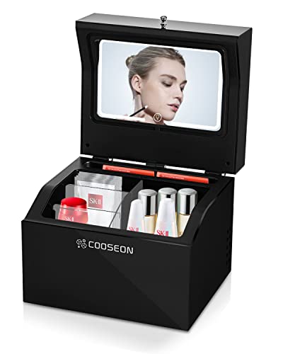 COOSEON Acrylic Skincare Fridge 10 Liter With Adjustable HD Mirror Light Thermostatic Mini Beauty Fridge with Removable Divider Shelf, Cosmetic fridge for Makeup, Bedroom, Office, Room | The Storepaperoomates Retail Market - Fast Affordable Shopping