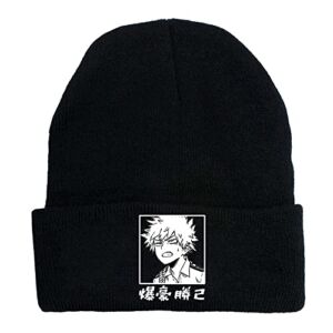 Vivimeng Anime Men’s Wool Knit Hat Skull Cap Fisherman Beanie Unisex Winter Soft Warm Hats Anime Gifts (Black A)
