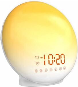 Sunrise Alarm Clocks for Bedrooms, Kids, Bedroom Decor Aesthetic, Wake Up Light Sunrise Sunset Simulation Sleep Aid, 7 Natural Sounds& FM Radio, Dual Alarms& Snooze