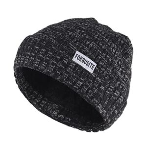 SCWOQAGU Men Winter Beanie Warm Beanie Hat for Women Thick Lining Knit Cuffed Beanie Fisherman Beanie for Men Black