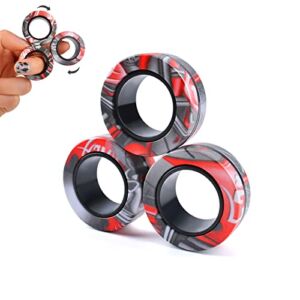 Magnetic Rings Set, Idea ADHD Anxiety Decompression Magnetic Fidget Toys Adult Fidget Spinner Rings for Anxiety Relief Therapy, Finger Fidget Toys Great Gift for Adults Teens Kids 3PCS