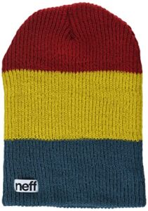NEFF Men’s Trio Color Beanie Hat for Winter, RED/Gold/Mediterranea, One Size