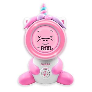 Sharp Ready to Wake Unicorn Sleep Trainer, Kid’s Alarm Clock for Ready to Rise, Ceiling Projection Nightlight and “Off-to-Bed” Feature – Simple to Set and Use!