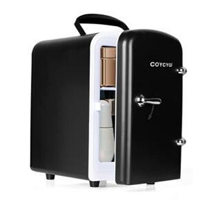 COYCYQI 4L/6 Can Portable USB Fridge，Mini Fridge, Cooler and Warmer Compact Small efrigerator, for Skincare, Beverage, Home and ravel, Black (Matt Black)