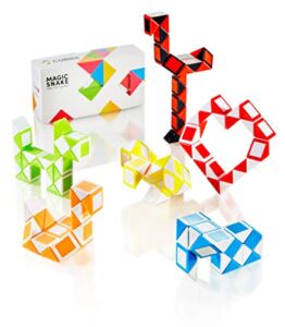 CUBIDI® Magic Snake Set 6pcs – Twist Fidget Snake Toys for Girls, Boys or Adults – Stress Relief, Anxiety and Autism Toy – Travel Game Gift for Birthday, Easter, Educational Classroom and Party Favors