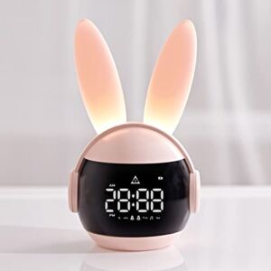 Kids Bedroom Alarm Clock Bunny Ears Wake Up Light Can Wake Up Clock Sleep Timer Nap Nanny Children’s Room Accessories Cute Pink Girl Hatching Alarm Clock Rechargeable Sleep Trainer Clock For Kids Pink