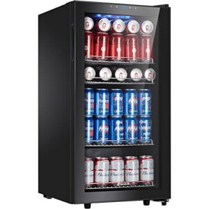 STAIGIS Mini Beverage Refrigerator Freestanding, 3.2 Cu.ft Mini Fridge w/ 120 Can Capacity, Small Drink Fridge for Home & Office, Glass Door