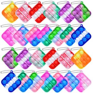 26PCS Mini Pop Fidget Toys Pack Push Bubble Pop Keychain Toy, Anxiety Stress Relief Hand Toys, Silicone Squeeze Toys Home Decoration Party Favor for Kids Adults