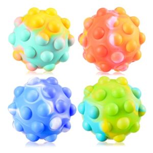 Pop Fidget Ball Popper Its Toys 4 Packs,3D Squeeze Anti-Pressure Pop Balls Fidget Toys Push Bubble Its Sensory Toys Squishy Stress Balls for Kids and Adults